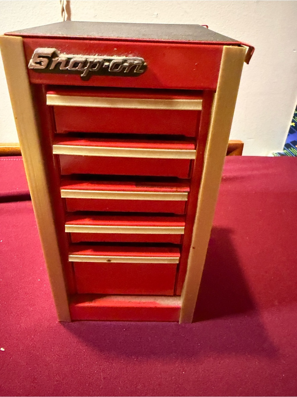 Snap-on Miniature 5 Drawer Tool Chest Desktop Organizer Display Red Gold